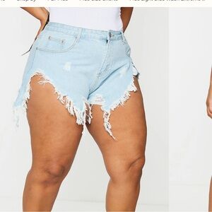 EXTREMEE Distressed Light Blue Denim Shorts Size 3x